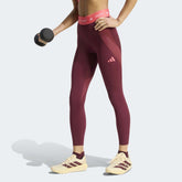 Дамски спортен клин adidas Techfit Workout с висока талия, дължина 7/8 и контрастни панели в нюанси на бордо