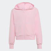 Розов суитшърт adidas за момиче Girls Full Zip Hoodie KY6015 с качулка, цял цип и два предни джоба