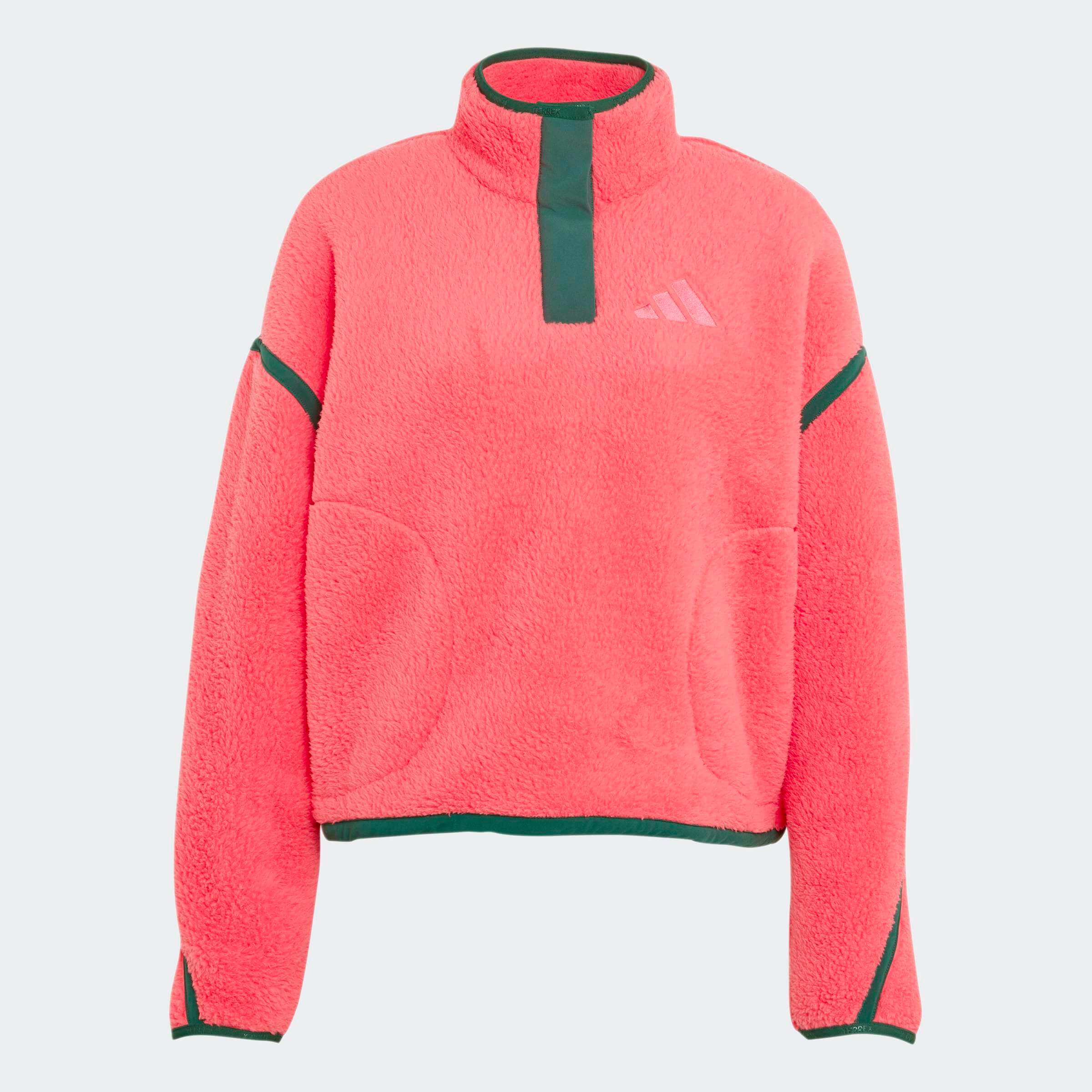 Дамски полар Adidas Terrex Multi High HY7930 – розов, с висока яка, копчета и два странични джоба