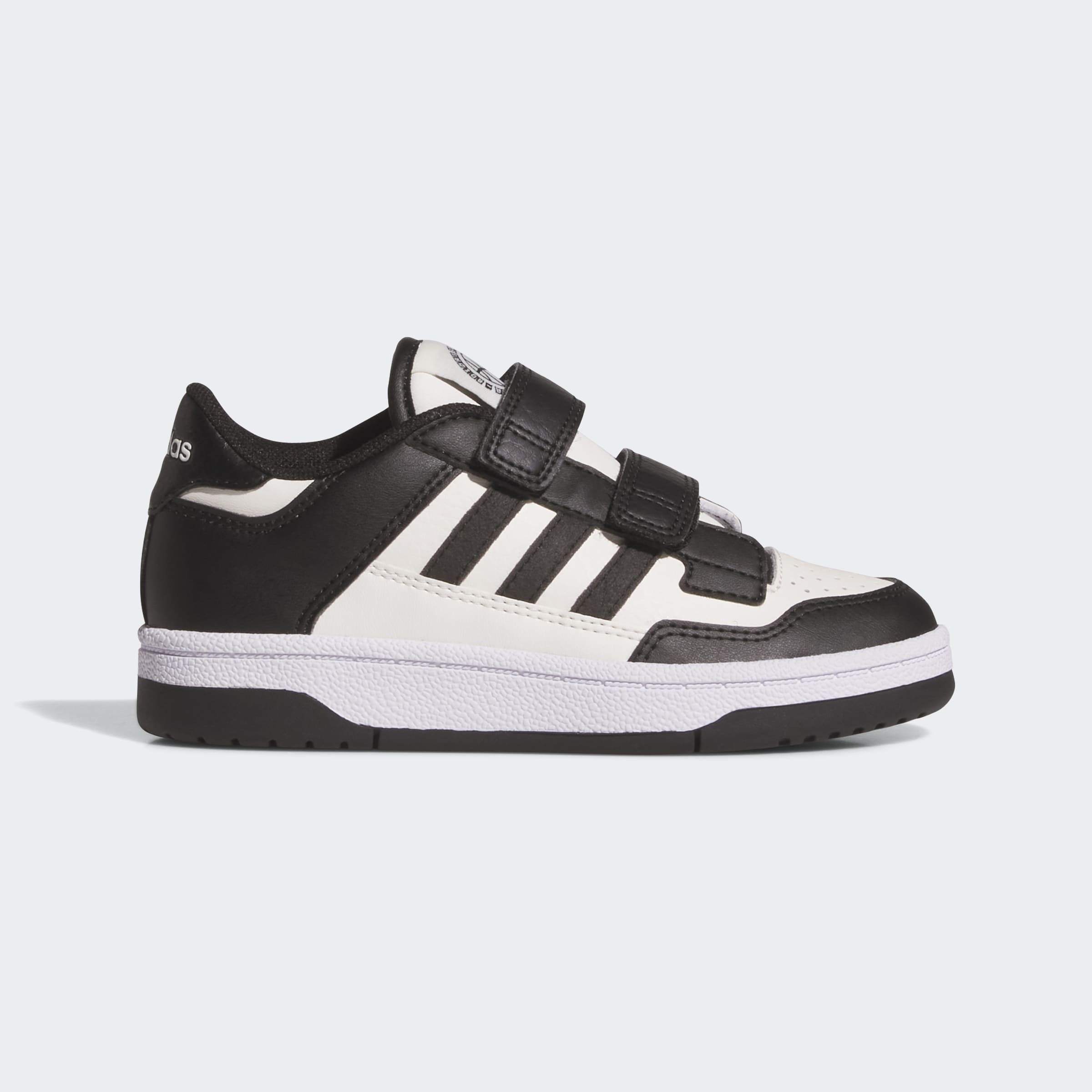 Детски кецове Adidas Rapid Court JP7654 в черно и бяло с две велкро ленти