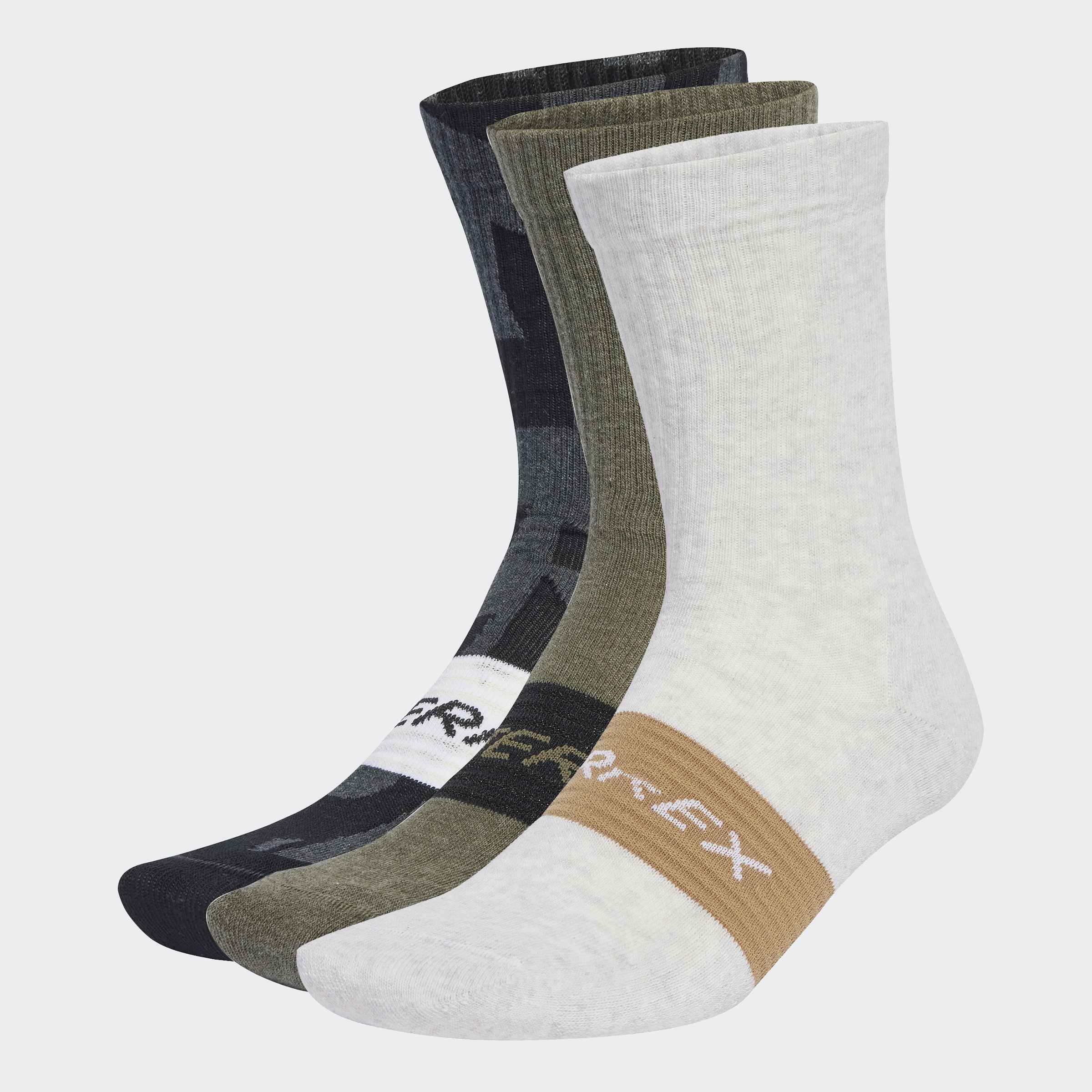 Туристически чорапи adidas TERREX Multi JX1094 – комплект от 3 чифта в черно, маслиненозелено и бяло