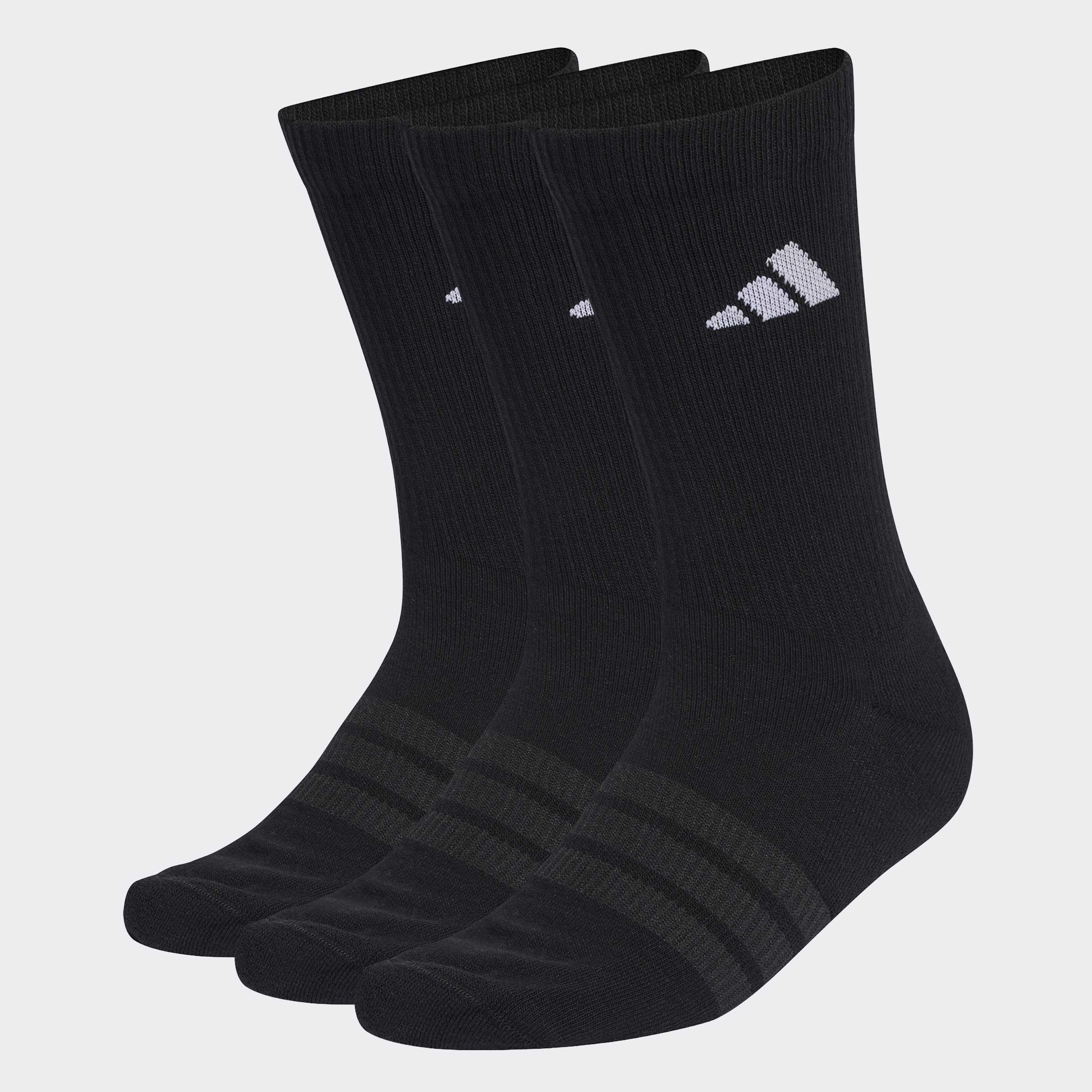 Черни спортни чорапи adidas Cushioned KC9626 – комплект от 3 чифта със средна височина и бяло лого