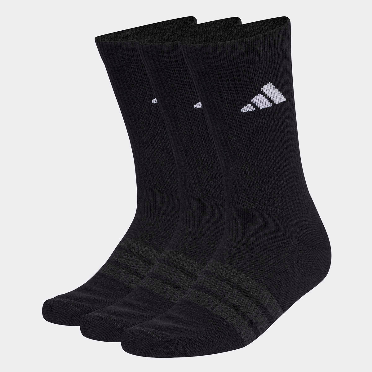 Черни спортни чорапи adidas Cushioned KC9626 – комплект от 3 чифта със средна височина и бяло лого
