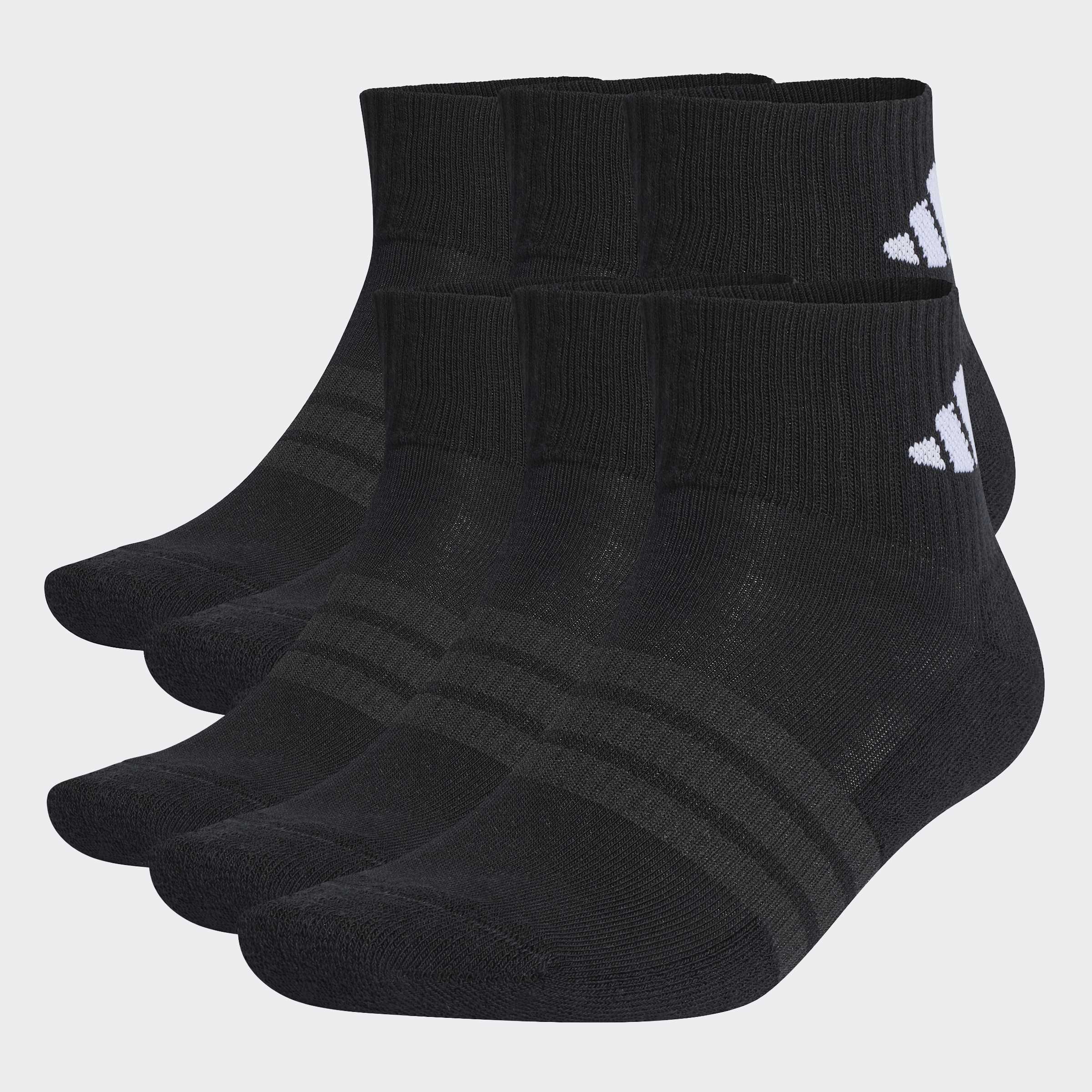 Черни чорапи adidas Cushioned Essentials KE5496 – комплект от 6 чифта до глезена с бяло лого