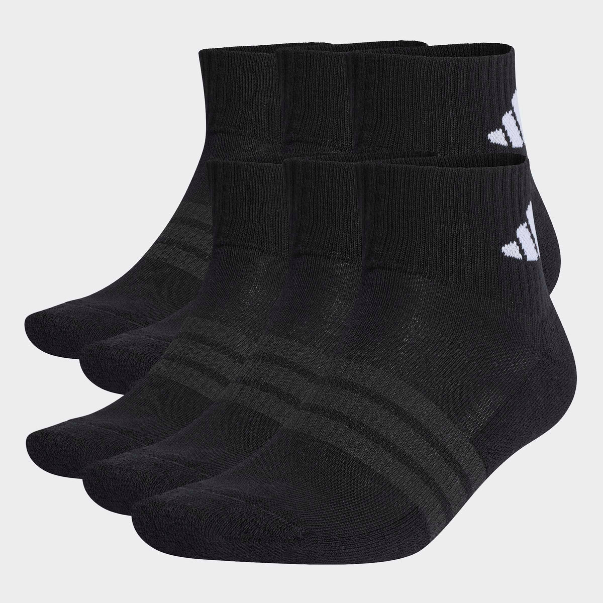 Черни чорапи adidas Cushioned Essentials KE5496 – комплект от 6 чифта до глезена с бяло лого