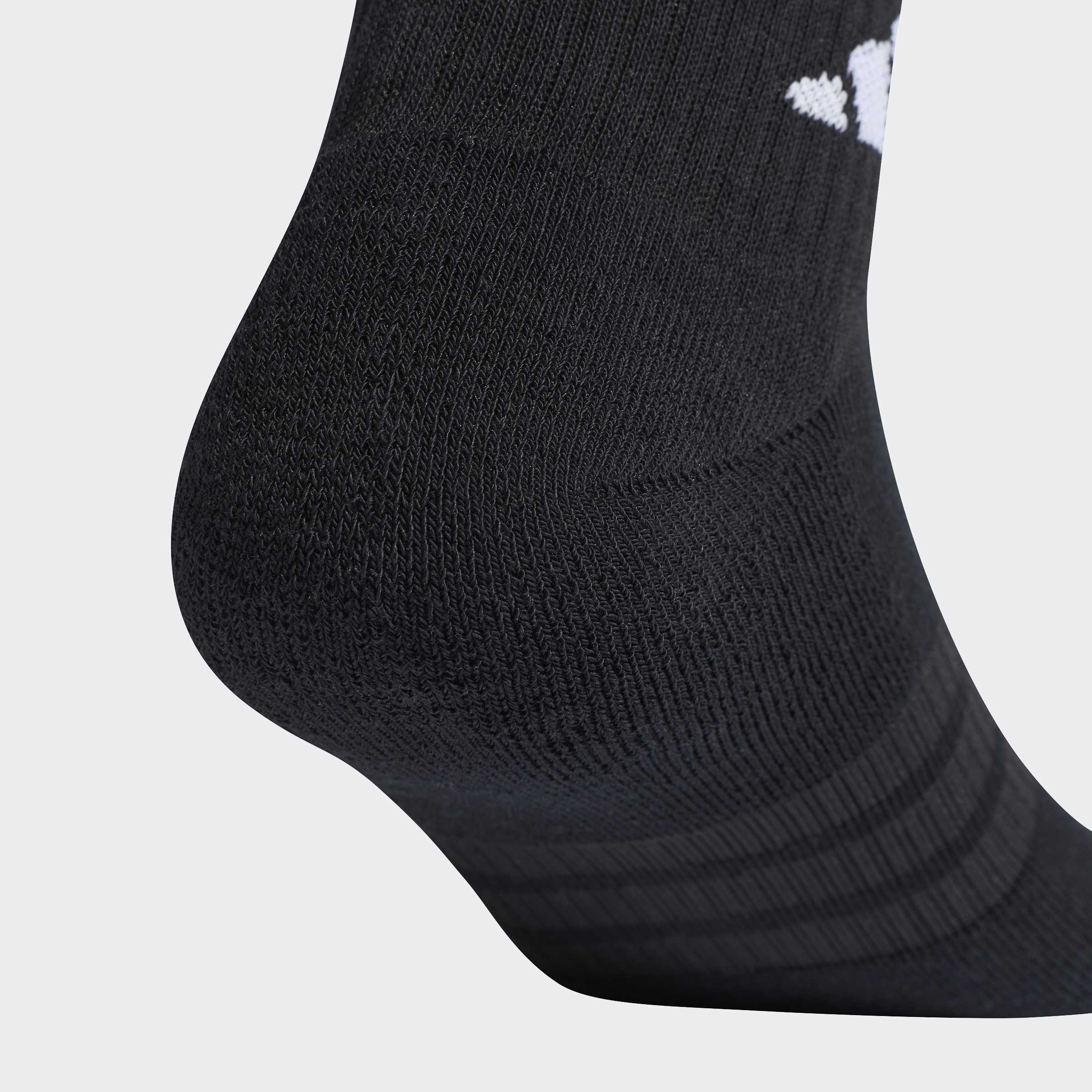 Черен чорап adidas Cushioned Essentials KE5496 – близък план на петата и еластичната плетка около свода