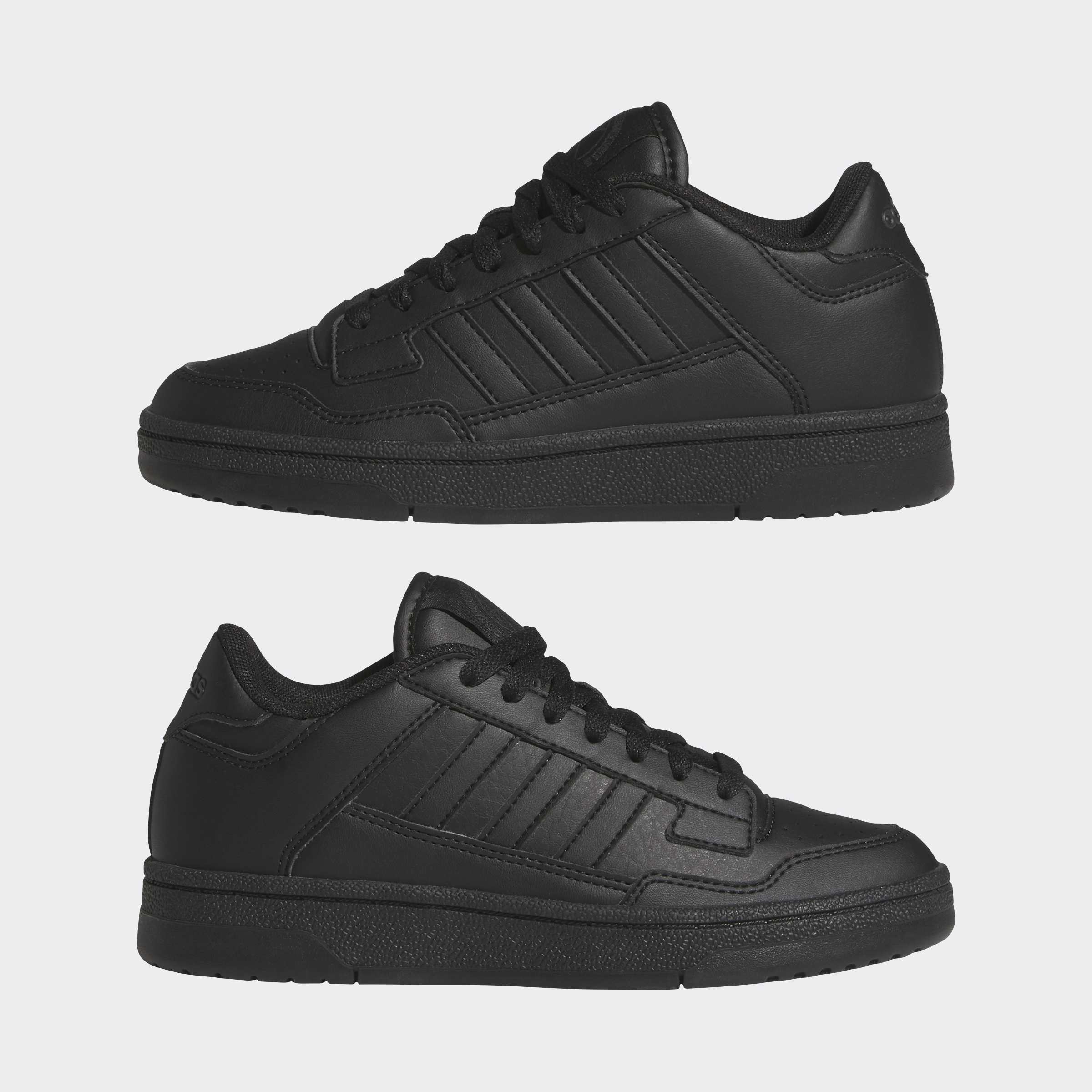 Чифт черни юношески кецове Adidas Rapid Court Low KH8816 – вътрешен и външен страничен изглед