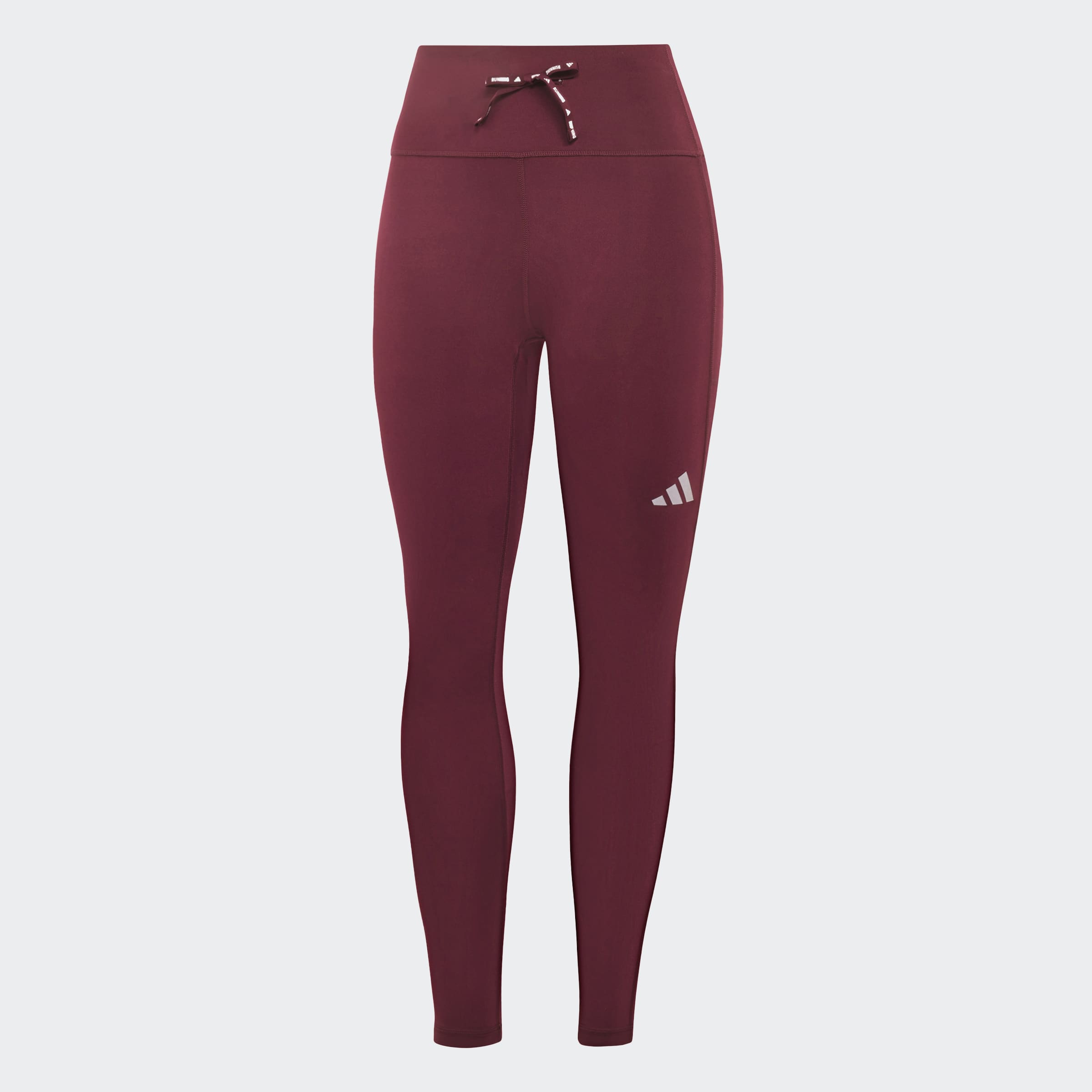 Дамски клин за бягане adidas Run Essentials Full Length KQ8195 в бордо с висока талия, връзки и дълги крачоли