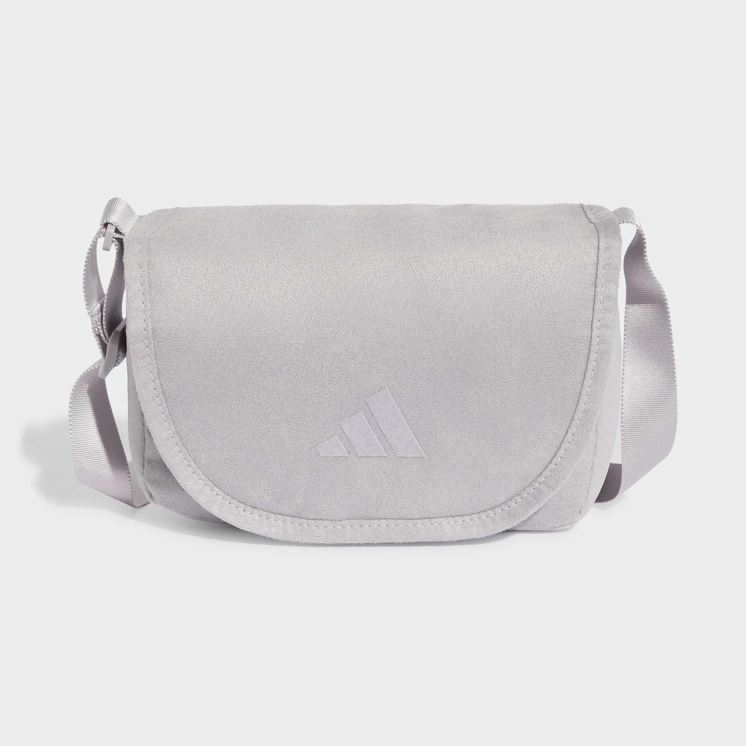 Малка чанта през рамо adidas Soft Lux KV6483 в цвят Glory Grey – преден изглед с капак и регулируема презрамка
