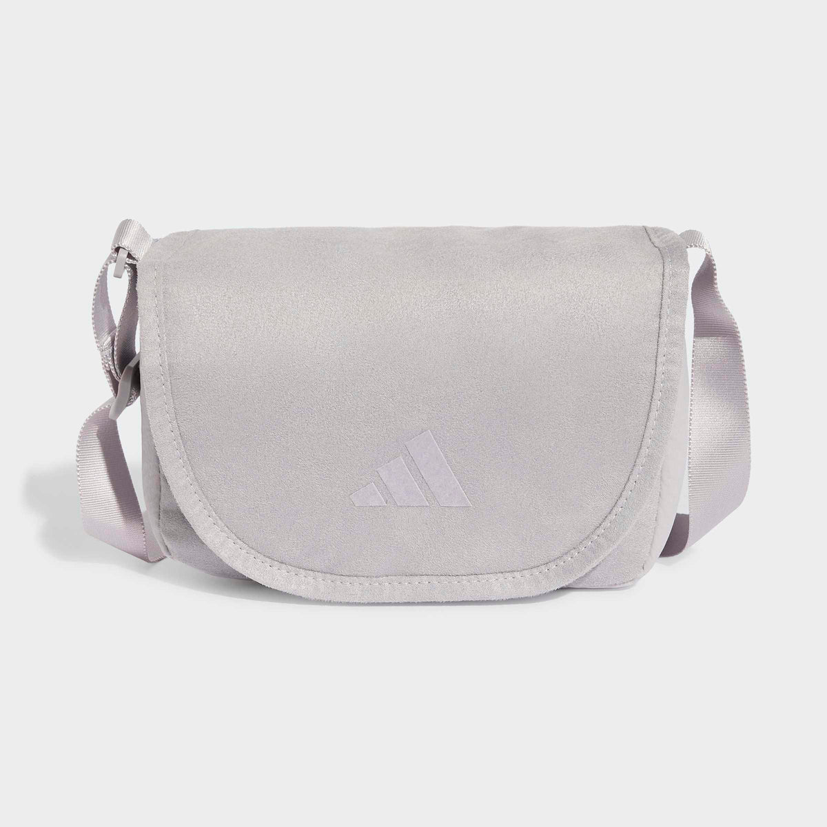 Малка чанта през рамо adidas Soft Lux KV6483 в цвят Glory Grey – преден изглед с капак и регулируема презрамка