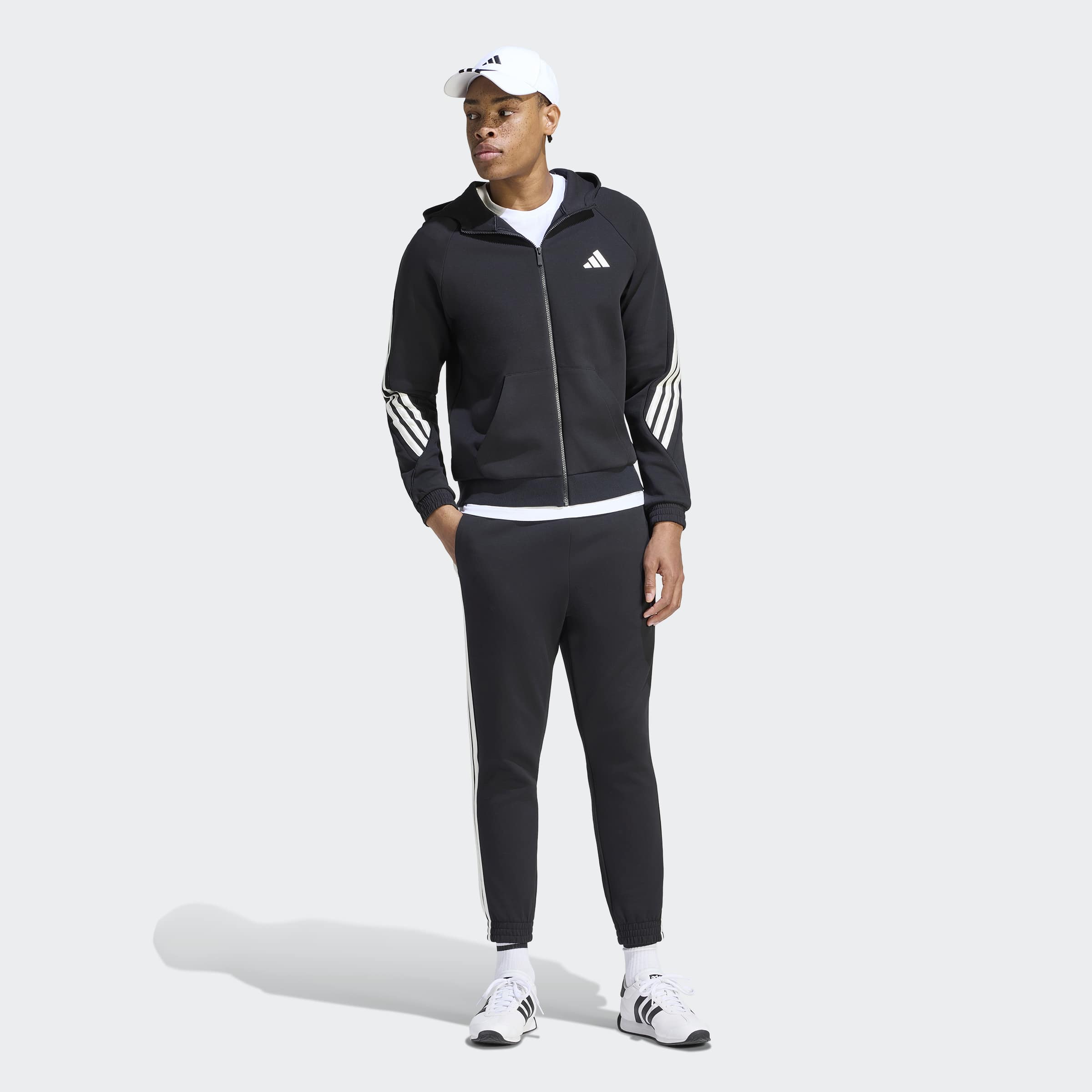 Мъжко спортно горнище Adidas Stadium 3-Stripes, комбинирано с черно долнище