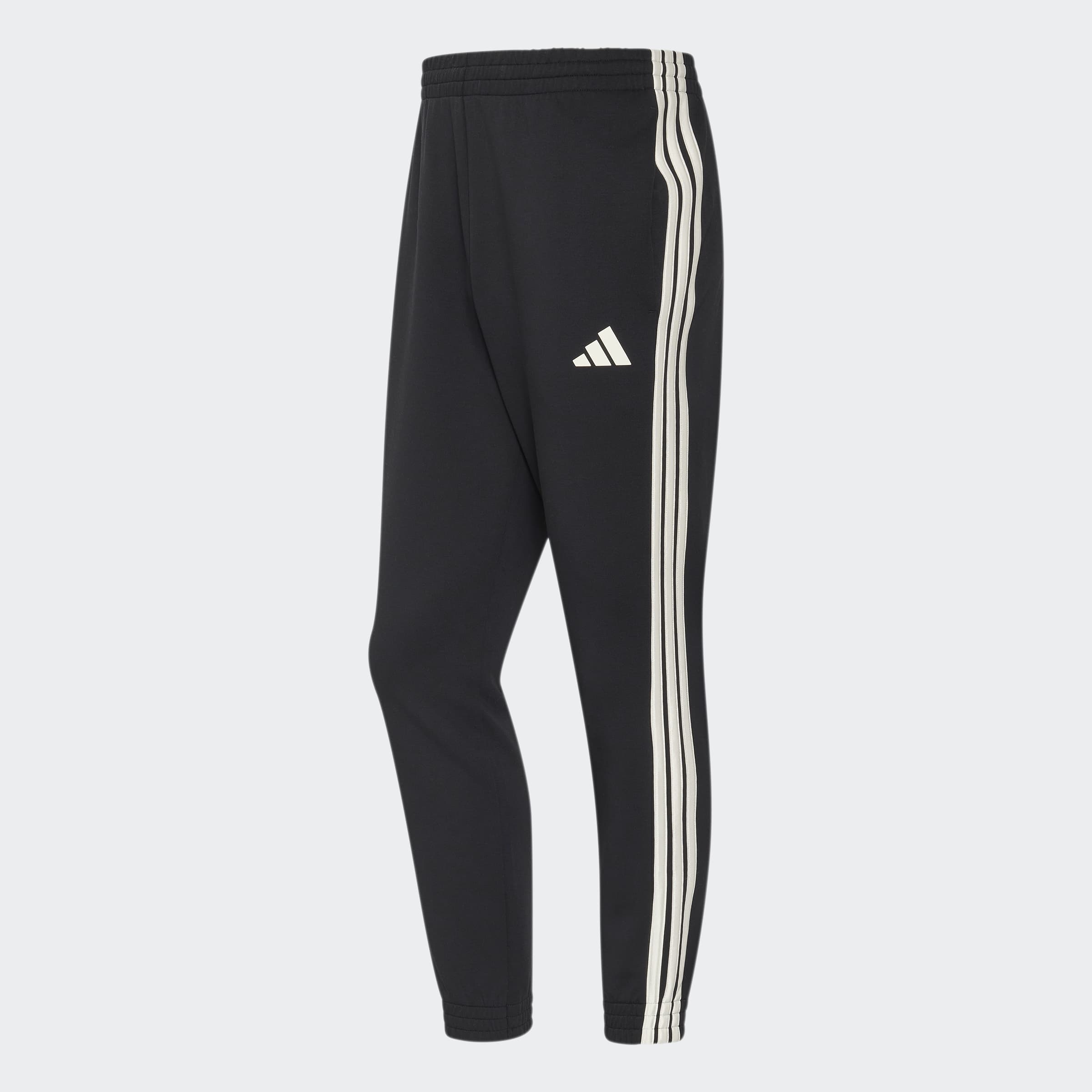Мъжко спортно долнище Adidas Stadium 3-Stripes KY7000 в черно с три бели ленти и еластични маншети